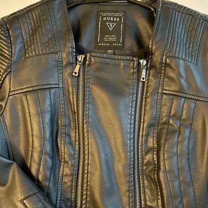 Guess Faux Leather Double Zip Front Moto Jacket Sz: S small